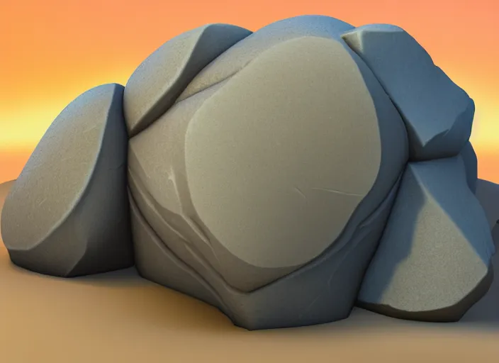 Image similar to large boulder, stylized stl, 3 d render, activision blizzard style, hearthstone style