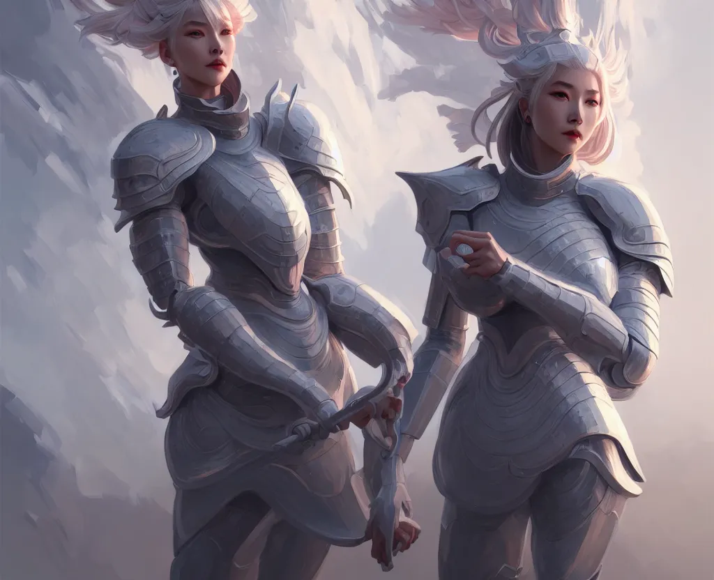 Image similar to portrait full body hero action pose of futuristic light grey color hair female knights of zodiac, abstract chinese dragon concept art, temple background, d & d, highly detailed, digital painting, artstation, sharp focus, illustration, art by tan zi and ayanamikodon and alphonse mucha and wlop