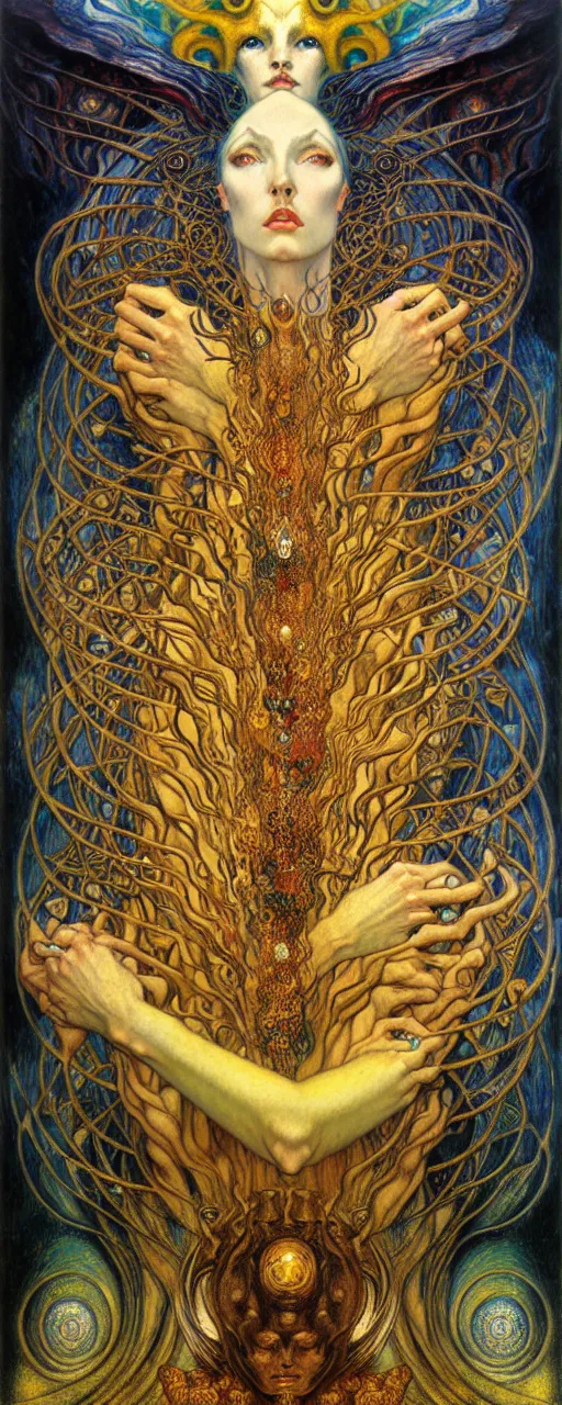 Image similar to Divine Chaos Engine by Karol Bak, Jean Delville, William Blake, Gustav Klimt, and Vincent Van Gogh, symbolist, visionary