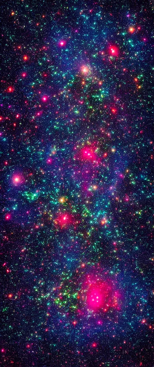 Prompt: Deep field image. 8k resolution. Visually stunning. National geographic. Neon. Cosmic.