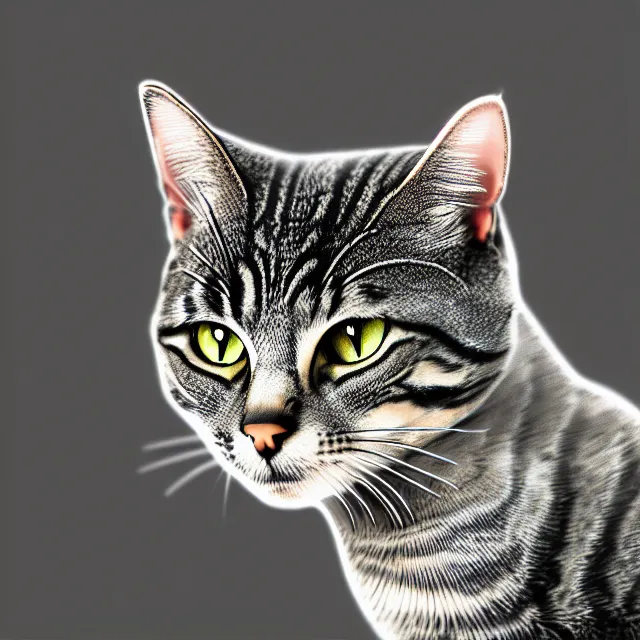 Image similar to epic professional digital art of a gray tabby cat cat cat cgsociety wlop behance by pixiv