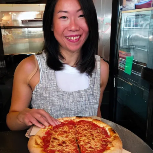 Prompt: michelle yoeh has pizza fingers