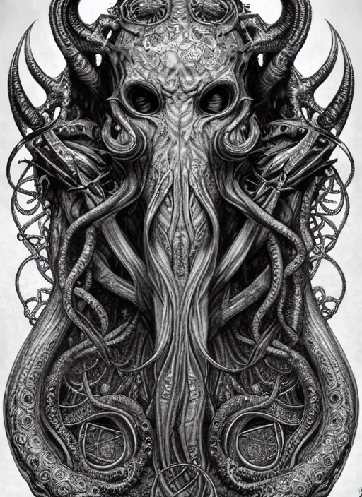 Prompt: an intricate detailed complex pencil drawing of cthulhu with emerald eyes, lovecraftian, contrast atmosphere, majestic, symmetrical face, artgerm, dark mist, portrait, detailed monochrome, feature on artstation hd, detalied complex of monster illustration, character design art, border and embellishments dslr, hyperreal by alphonse mucha