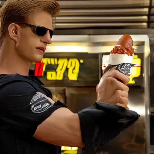 Image similar to wesker operating a hotdog stand