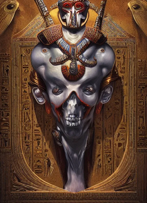 Image similar to digital _ painting _ of _ egyptian god of death _ by _ filipe _ pagliuso _ and _ justin _ gerard _ symmetric _ fantasy _ highly _ detailed _ realistic _ intricate _ port