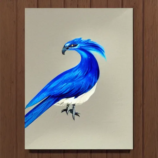 Image similar to blue phoenix bird, his feathers are blue electrical arches, high - quality, realistic