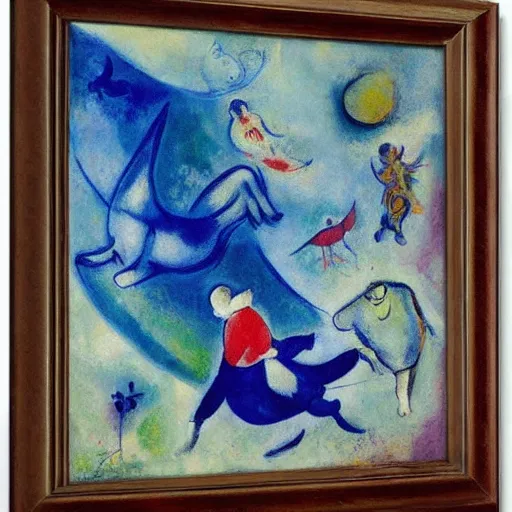 Prompt: A painting by Chagall, fly