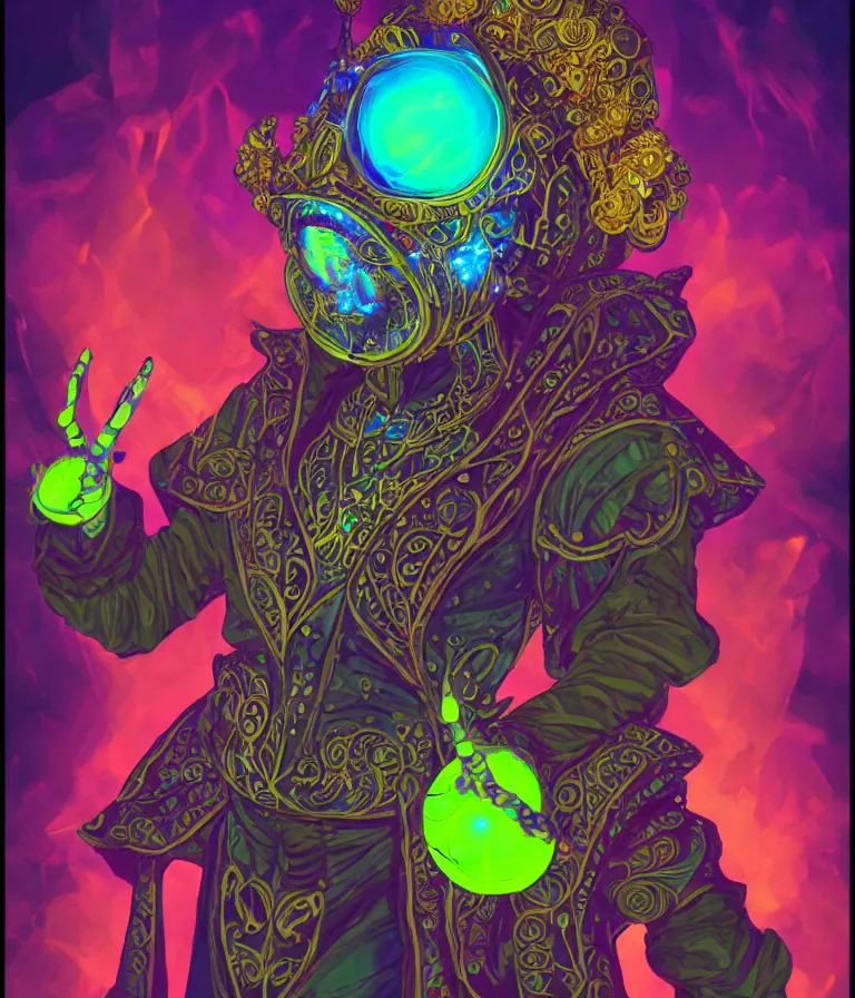 Image similar to front!!! shot of a court jester!!! character, hyperdimensional, (bioluminescent) hypercubes, dark holography!!!, ((sunset)) ((psychedelic)), spectral, (((intricate))), elegant, highly detailed, centered, (((artstation, concept art, smooth, sharp focus, artgerm, Tomasz Alen Kopera, Peter Mohrbacher, donato giancola, Joseph Christian Leyendecker, WLOP, Boris Vallejo))), mugshot!!!!!, ugly!!!!!!, octane render, nvidia raytracing demo, octane render, nvidia raytracing demo, octane render, nvidia raytracing demo, grainy, muted, 8K, digitalblasphemy, metatron