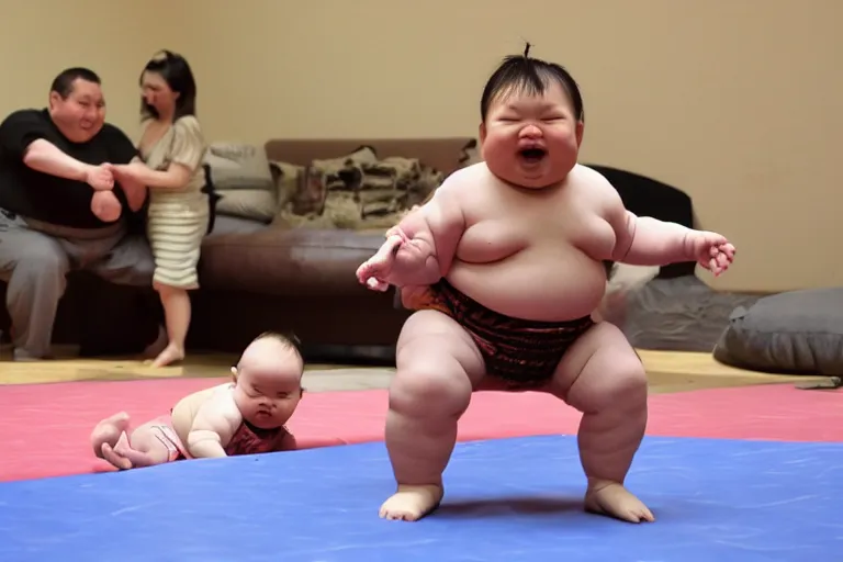 Image similar to babies sumo wrestling
