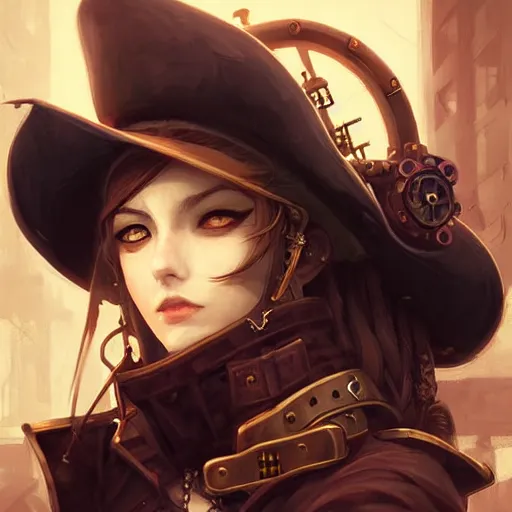 Image similar to portrait of a steampunk pirate, by guweiz and wlop and artgerm