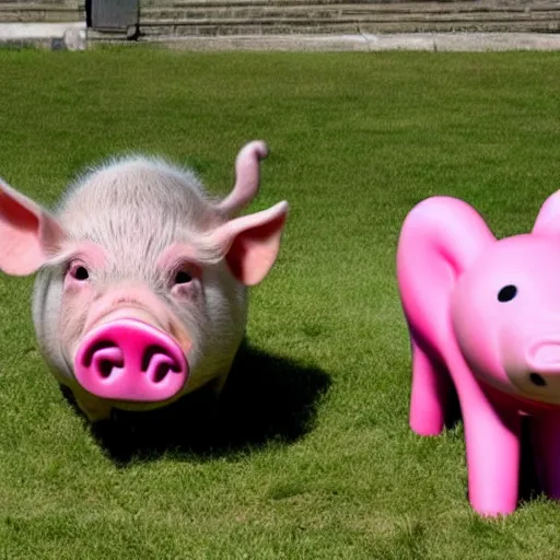 Image similar to a pig and the pink panther make friends