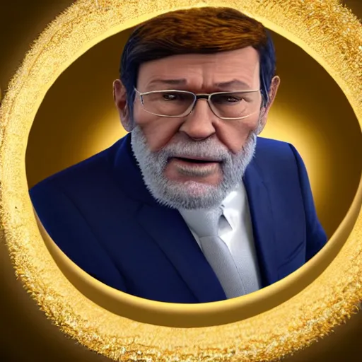 Image similar to a still of mariano rajoy surrounded by gold and diamonds, award - winning, photograph, 3 d render, unreal engine, 4 k detailed