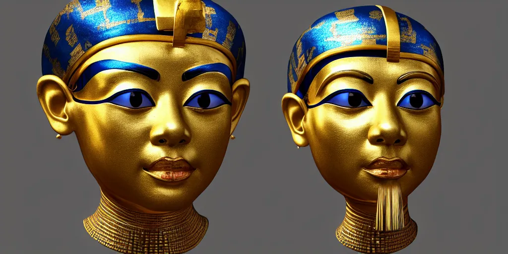 Image similar to a portrait of yoshi as tutankhamun, photorealistic, 8 k, highly detailed