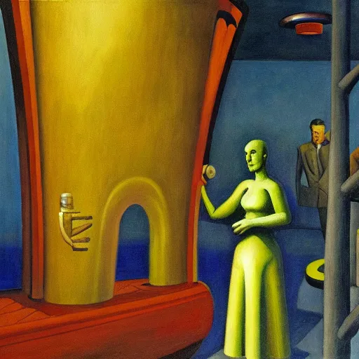 Prompt: twenty thousand leagues under the sea, grant wood, pj crook, edward hopper, oil on canvas