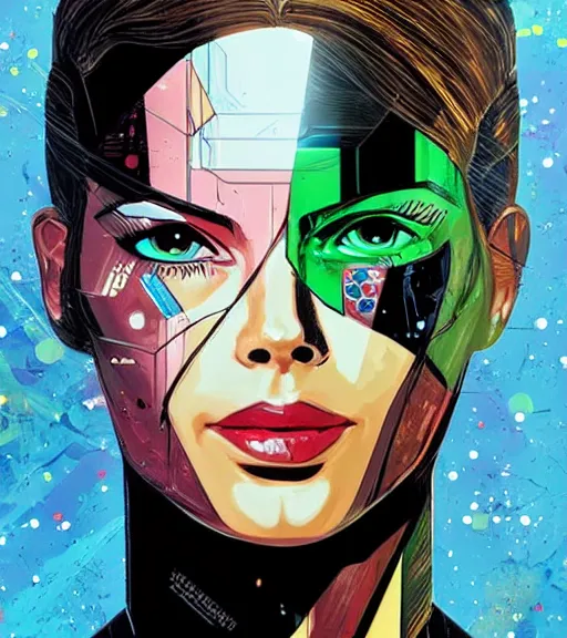 Image similar to portrait of a female android, by MARVEL comics and Sandra Chevrier