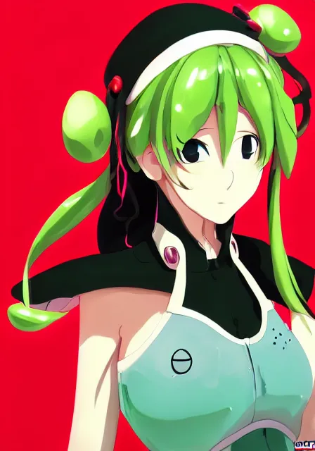 Image similar to portrait of a beautiful slime woman by aramaki shinji, tsurumaki kazuya, smug, 8 k, hd, saturated, flcl, hyperreality, fate grand order, symmetry