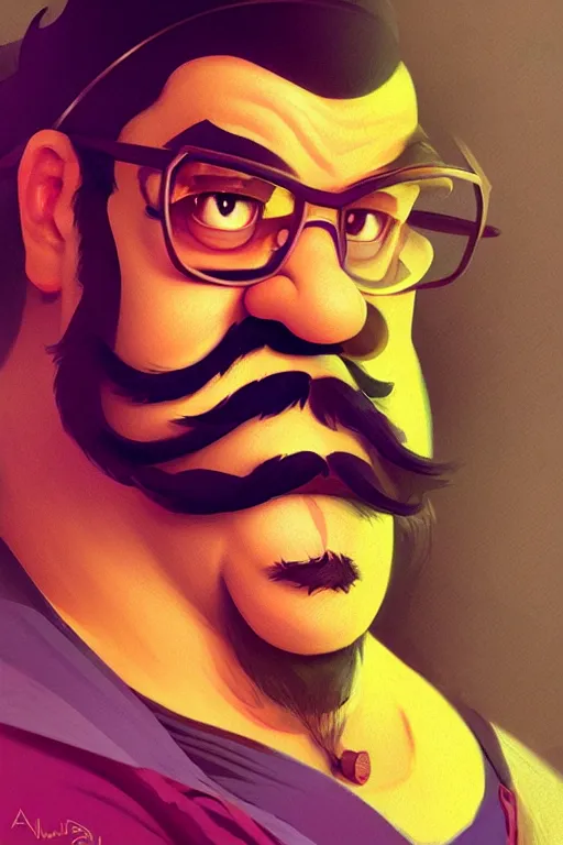 Prompt: a portrait of wario from mario bros., fantasy, sharp focus, intricate, elegant, digital painting, artstation, matte, highly detailed, concept art, illustration, ambient lighting, art by ilya kuvshinov, artgerm, alphonse mucha, and greg rutkowski