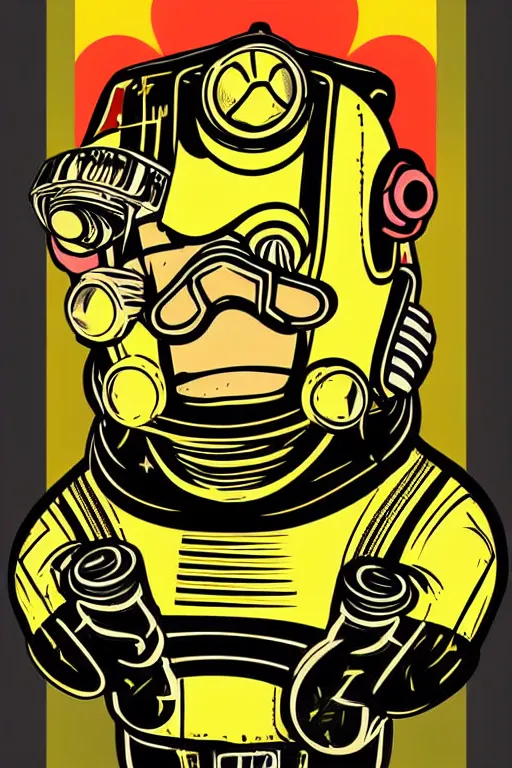 Image similar to fallout 7 6 retro futurist illustration art by butcher billy, sticker, colorful, illustration, highly detailed, simple, smooth and clean vector curves, no jagged lines, vector art, smooth andy warhol style