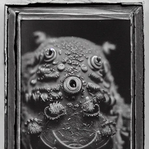 Prompt: tardigrade!!! daguerreotype portrait photograph. inspired by gerard grom and ansel adams. floral theme. beautiful. highly detailed. old timey.