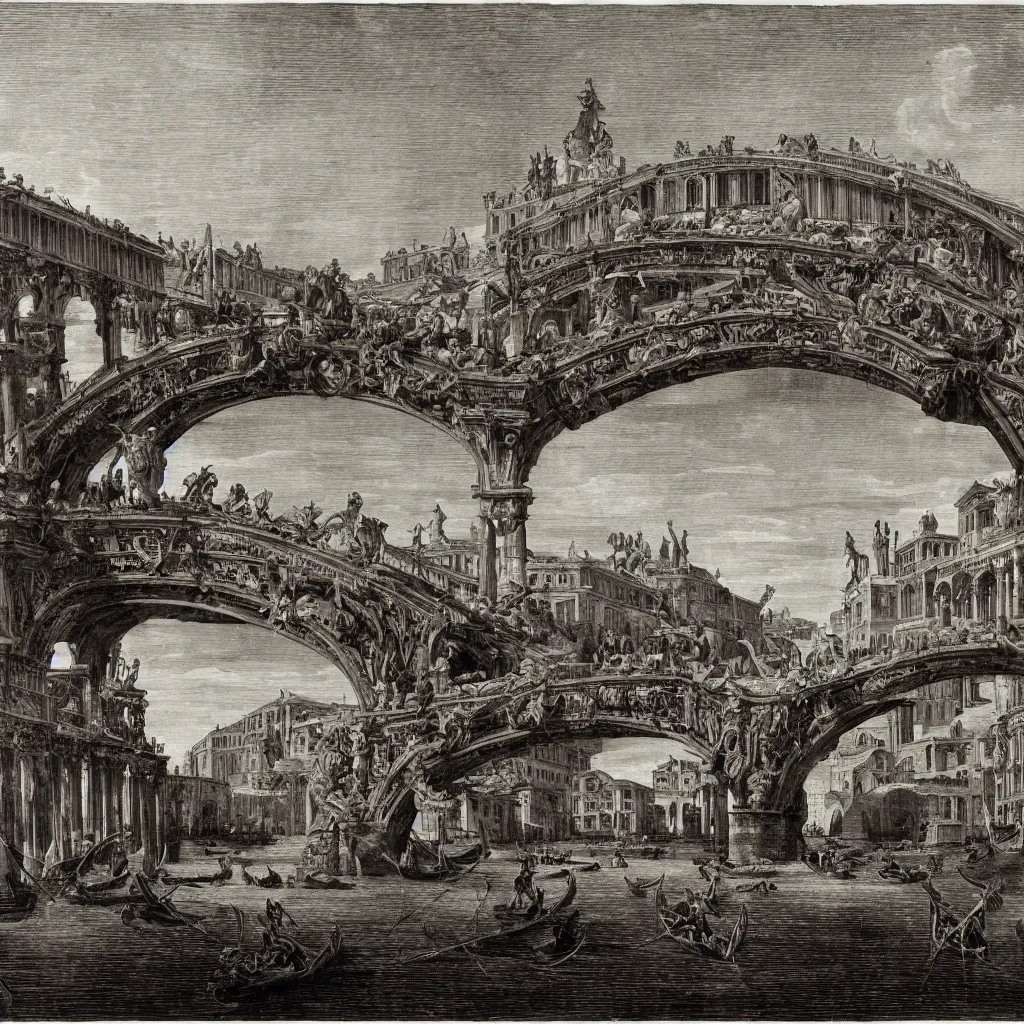 Image similar to the bridges of venice by piranesi