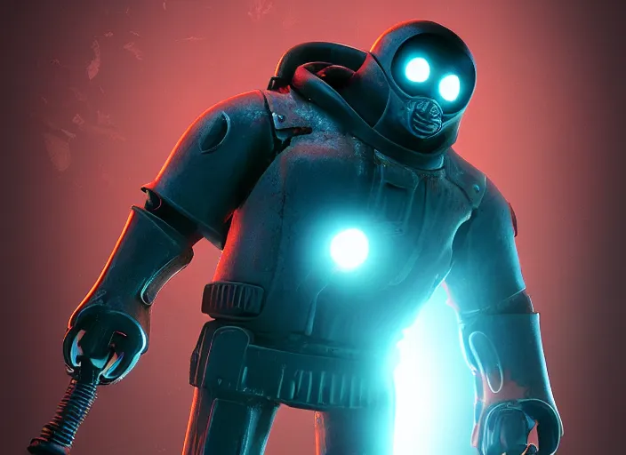 Image similar to buffed cyber penguin in fallout 4, horror scene, artgerm, rutkowski, tooth wu, beeple, and intricate