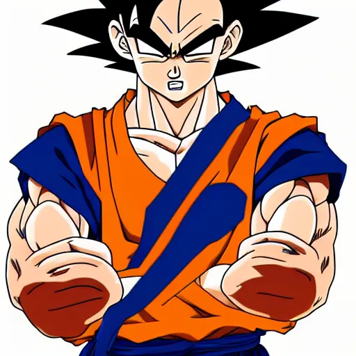 Image similar to Full body portrait of Goku fused with Master Roshi from Dragon Ball Z, detailed, artstation, by Kyoto Animation and Studio Ghibli and GAINAX