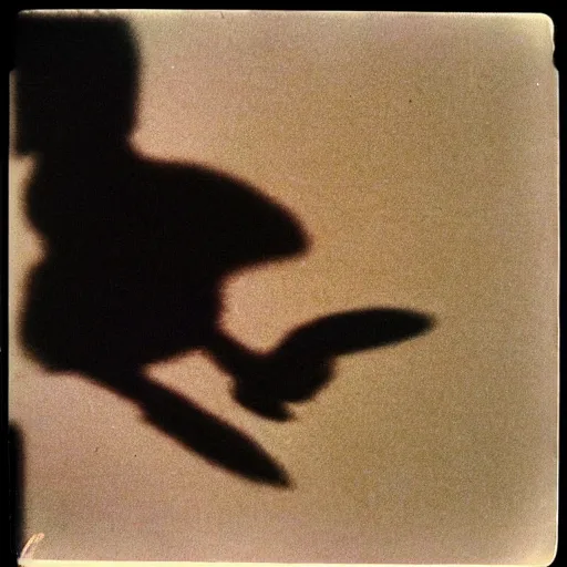 Prompt: wide - shot low - angle ant's eye view, sharp shadow!! of a cat!! only shadow on the wall in the street, colours, polaroid photo, by andy warhol