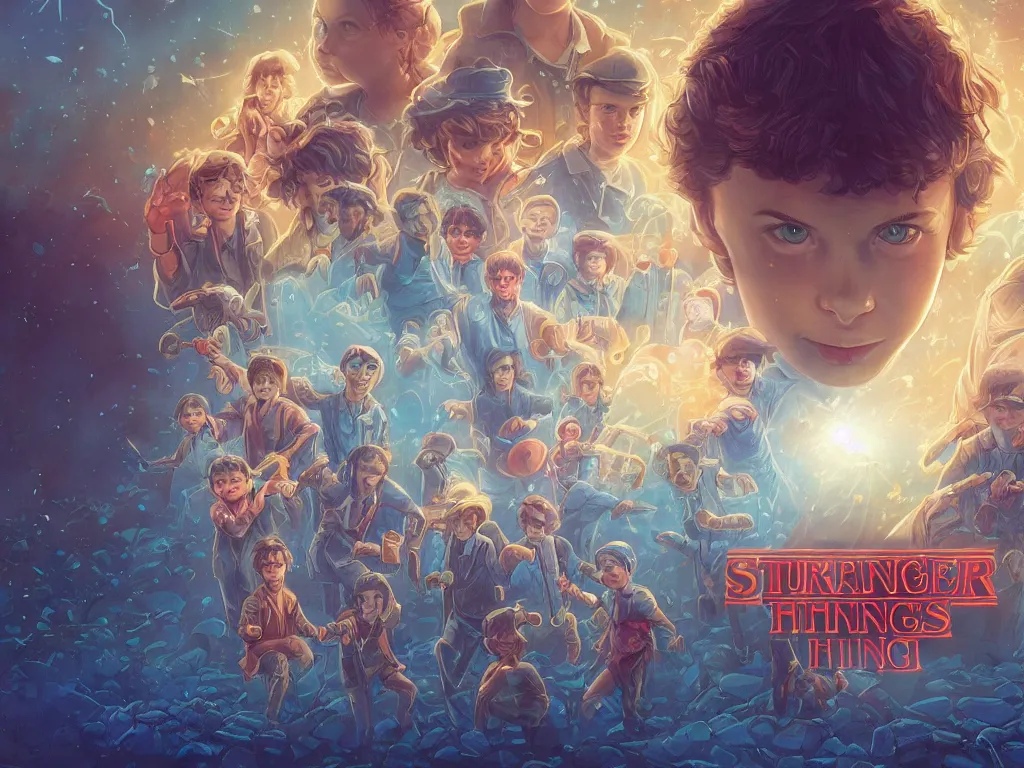 Image similar to hero world stranger things, behance hd by jesper ejsing, by rhads, makoto shinkai and lois van baarle, ilya kuvshinov, rossdraws global illumination, golden ratio, symmetrical beauty face