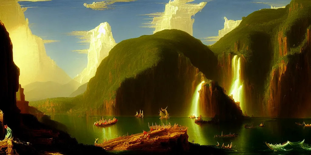 Image similar to an intricate time machine painted by thomas cole