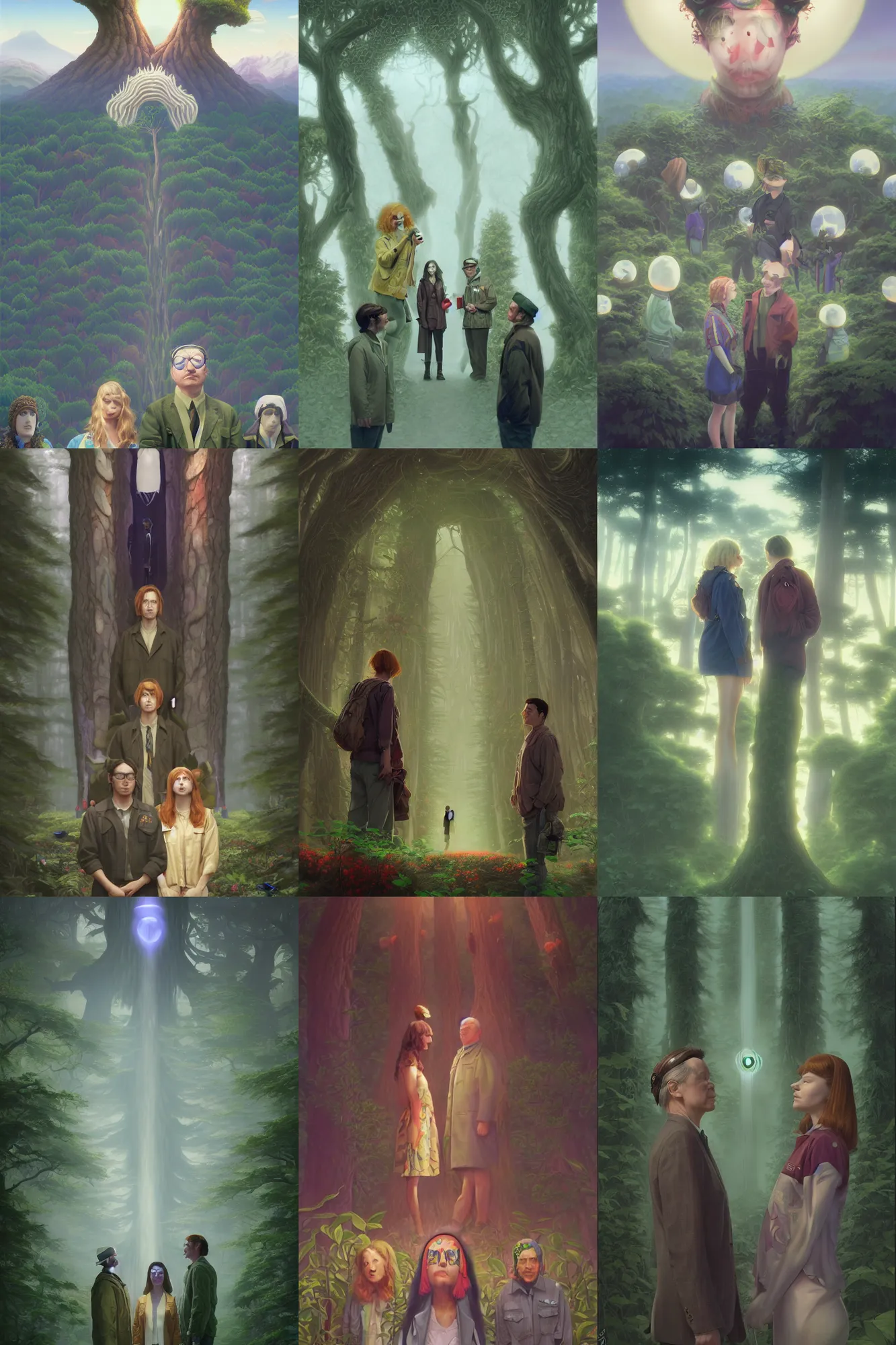 Prompt: Airport druid, character portrait Twin Peaks Movie poster, artwork by Chiho Aoshima, Donato Giancola, Craig Mullins, a Rendering of a cinematic beautiful closeup moment of friends standing facing toward their love, full of details, Matte painting, trending on artstation and unreal engine
