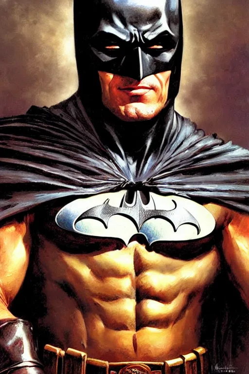 Prompt: muscular batman, covers with mud exhausted face close up, highly detailed painting by gaston bussiere, craig mullins, j. c. leyendecker 8 k