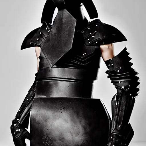 Image similar to Battle armor designed by Rick Owens, fashion photography