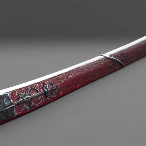 Prompt: A 3D render of a sword made of jelly, unreal engine, vray, digital art