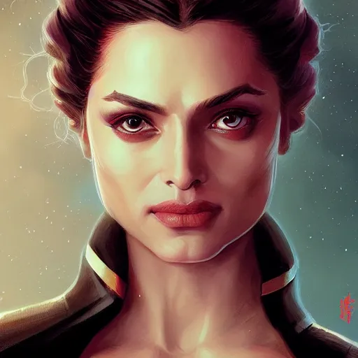 Image similar to darth padme amidala, freida pinto, art by artgerm and greg rutkowski and magali villeneuve, portrait, highly detailed, headshot, intricate, elegant, digital painting, trending on artstation, concept art, sharp focus, illustration