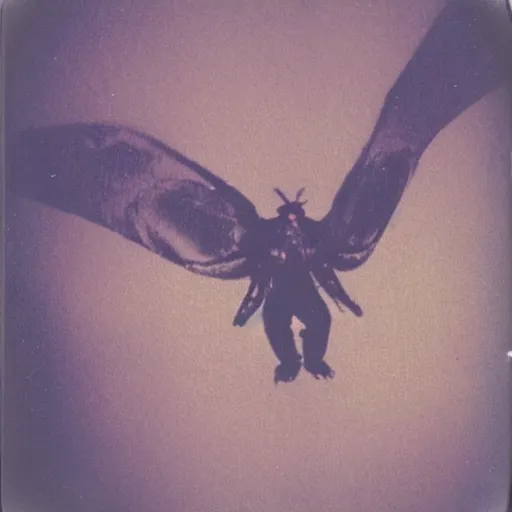 Image similar to Polaroid photo of mothman