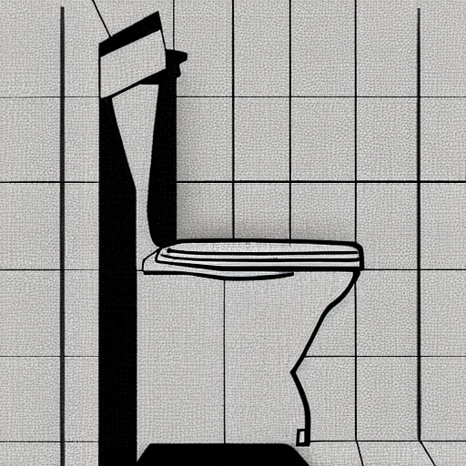 Image similar to a toilet sitting on a man in the bathroom, digital art