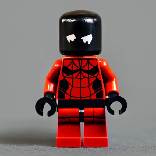 Prompt: miles morales as a lego man with frown,