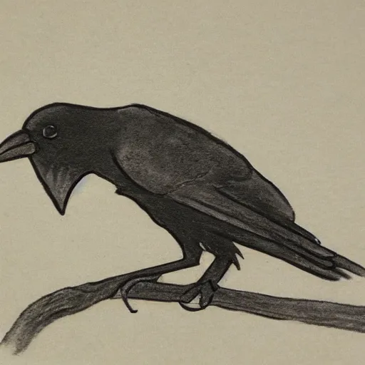 Prompt: crow drawn in anime syle, very detailed, hyperrealistic, year 1 9 7 3, haselbladt, 3 5 mm