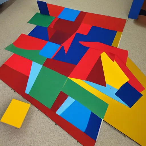 Image similar to a children's play set inspired by the cubist art movement