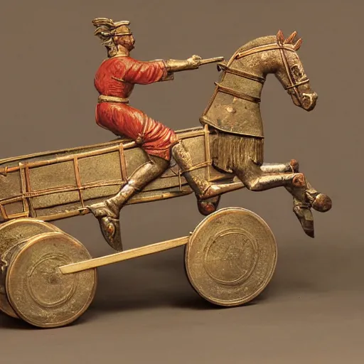 Prompt: roman horsedrawn chariot racer