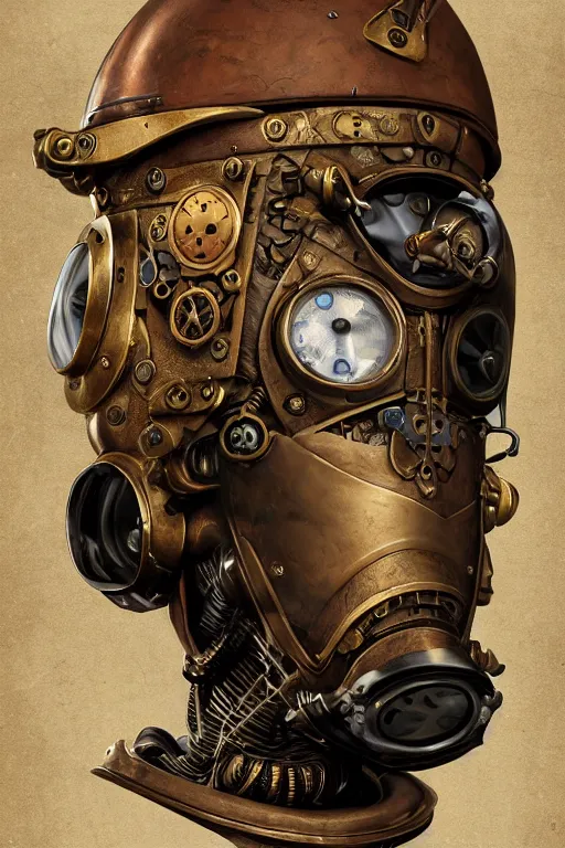 Image similar to steampunk helmet fantasy art mask robot ninja stylized digital illustration sharp focus, elegant intricate digital painting artstation concept art global illumination ray tracing advanced technology chaykin howard and campionpascale and cooke darwyn and davis jack