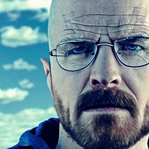 Image similar to Live Action Still of Aaron Paul dressed as and playing Walter White in Breaking Bad, real life, hyperrealistic, ultra realistic, realistic, highly detailed, epic, HD quality, 8k resolution, body and headshot, film still