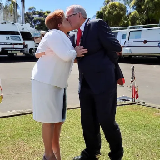 Image similar to scott morrison kissing pauline hanson