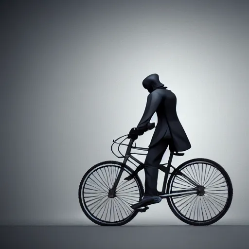 Prompt: octane render of grim reaper on bicycle