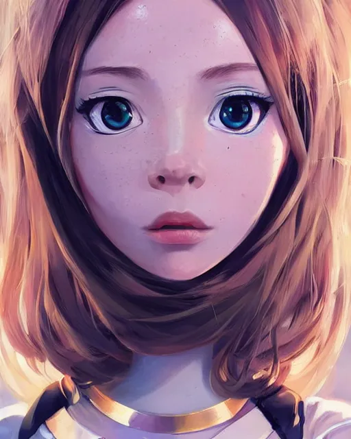 Image similar to portrait anime space cadet girl cute - fine - face, pretty face, realistic shaded perfect face, fine details. anime. realistic shaded lighting by ilya kuvshinov giuseppe dangelico pino and michael garmash and rob rey, iamag premiere, aaaa achievement collection, elegant freckles, fabulous, eyes open in wonder by ilya kuvshinov, cgsociety