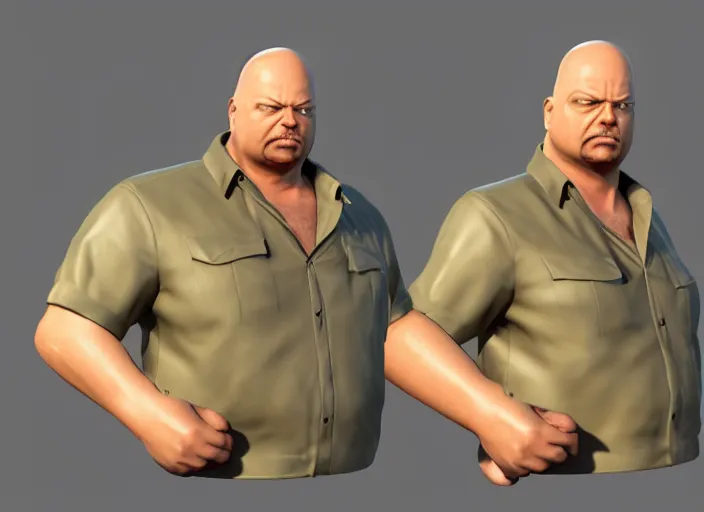 Image similar to 3 d model of rick harrison character in fighting game, stylized 3 d graphics, hdr, ultra graphics, ray tracing, 4 k image