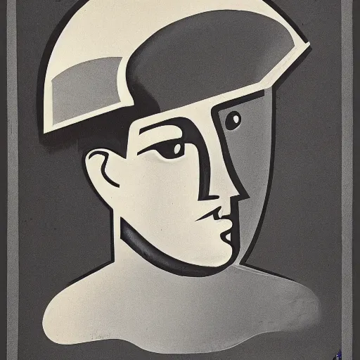Prompt: a poster of a young man wearing a helmet. by ismael nery, wyndham lewis. behance, soviet propaganda, american propaganda