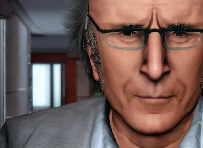 Image similar to video game still of larry david in the video game yakuza zero,