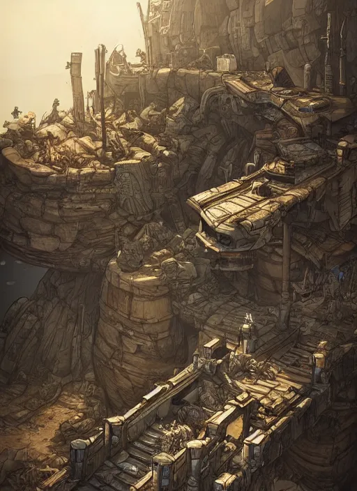 Image similar to Borderlands 2 WAR Loader , Dynamic lighting, cinematic, extremely high detail, photo realistic, cinematic lighting, pen and ink, intricate line drawings, post processed, concept art, artstation, matte painting, style by Raphael Lacoste, Eddie Mendoza, Q Hayashida