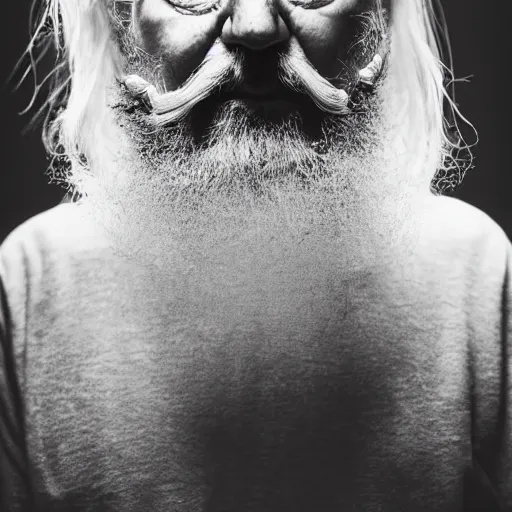 Image similar to portrait of bearded old man with long white hair, the smoke meets his white hair, highly detailed, intricate complexity, epic composition, magical atmosphere, cinematic lighting, masterpiece, ultra hd